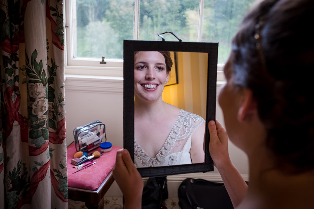 Bride reflected in mirror Culzean Castle Wedding